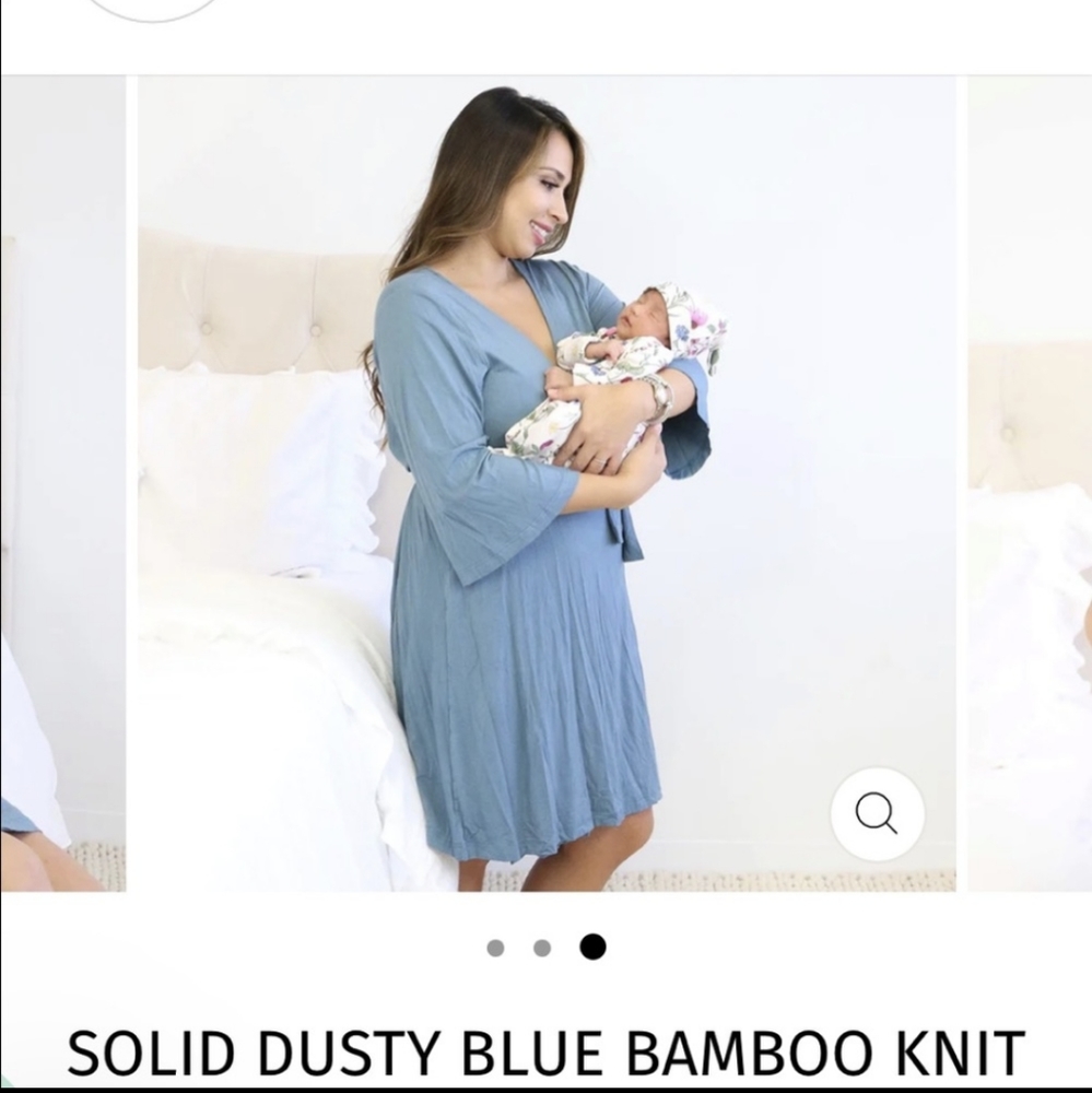 Caden Lane Light Dusty Blue Maternity Robe